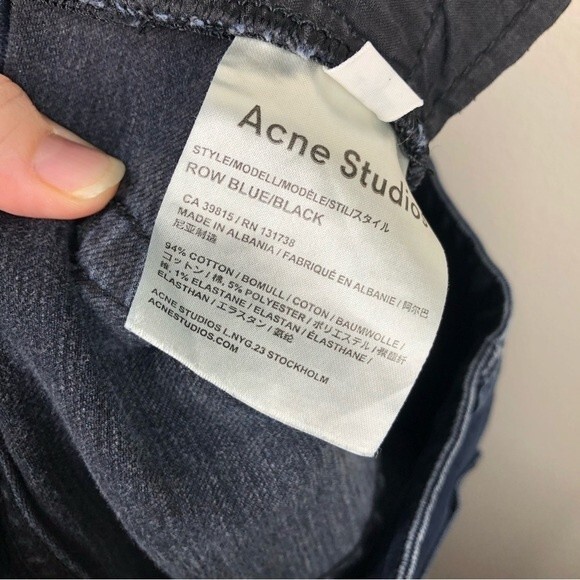 Acne Studios Row Cropped Straight Leg Boyfriend Jeans Blue Black Size 26 - Picture 8 of 9